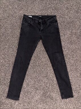 Mens 34/32 Black Skinny Jeans with Stretch